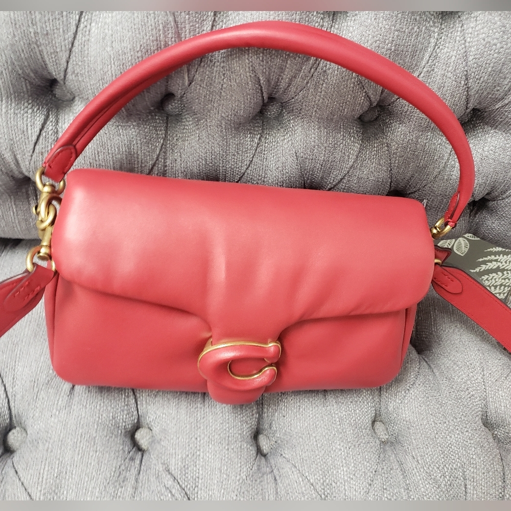 Coach Letter C Pillow Tabby Leather Multi Strap Purse  Red Apple
